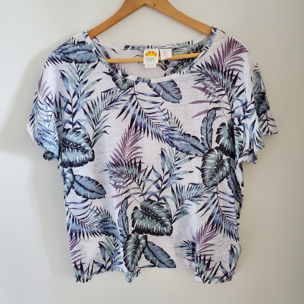 C&C Linen Boxy Tropical Top